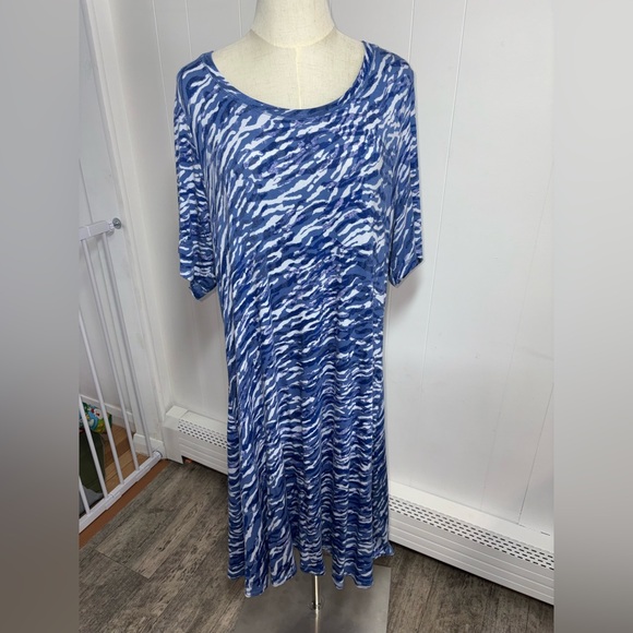 Isaac Mizrahi Live Soho Baby French Terry Zebra Print Swing Dress Women Size XL - Picture 2 of 15